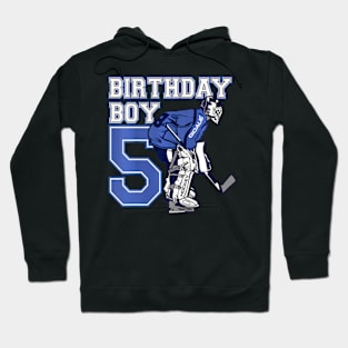 Kids 5 Year Old Ice Hockey Goalie Themed Birthday 5Th Boy Hoodie